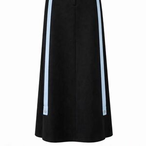 Black Maxi Skirt with Light Blue Trim